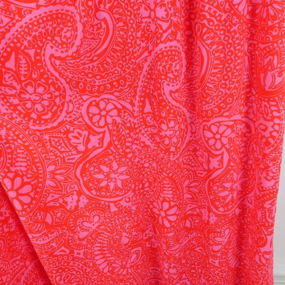 Vintage Sun Fashions of Hawaii Size 14 Hawaiian Maxi Dress Neon Pink Paisley 70s - Picture 3 of 9